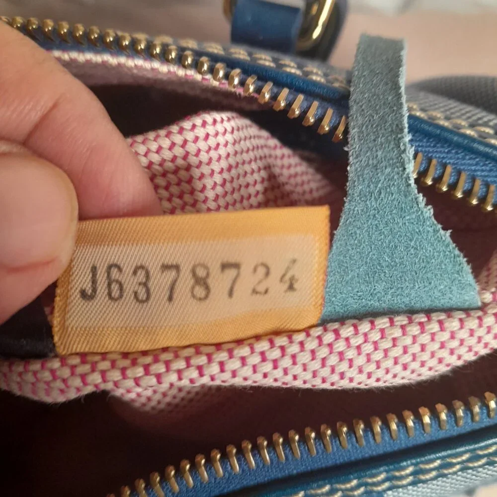 Dooney & Bourke Signature Canvas DB Monogram Small Barrel Shoulder Bag Blue - Picture 8 of 10